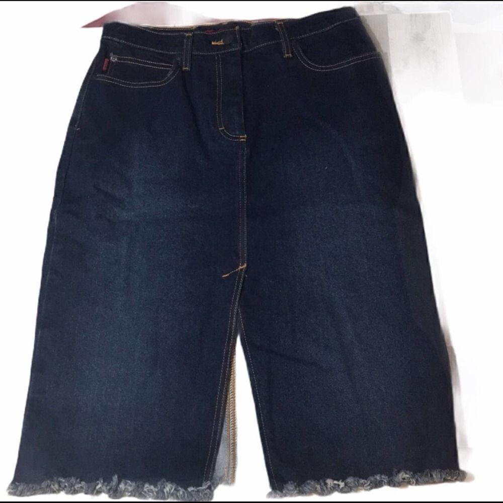 Vintage 90s BCBG  MAXAZRIA Long Denim JEAN SKIRT Size 5/6r